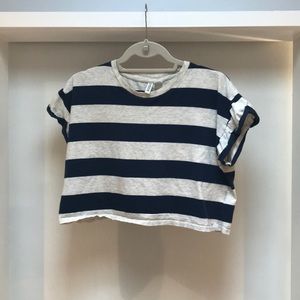 Navy and White Stripe Crop Top